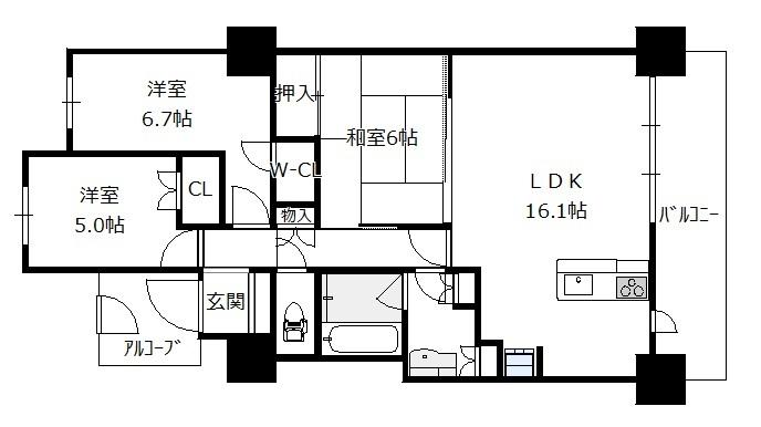セントラルレジデンス城東シティタワー 16階 3LDKの間取り図