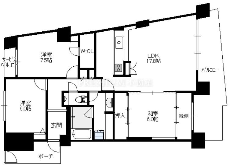 ベイシティ大阪センタープラザ 7階 3LDKの間取り図