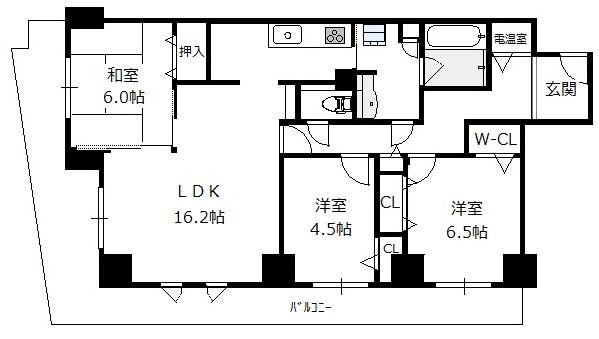 ベル・パークシティJ棟 30階 3LDKの間取り図