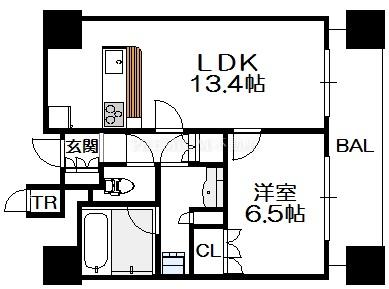 ウェリス・ジオ梅田レジデンス 7階 1LDKの間取り図