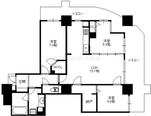 ローレルスクエア都島プライムタワー 31階 3LDKの間取り図