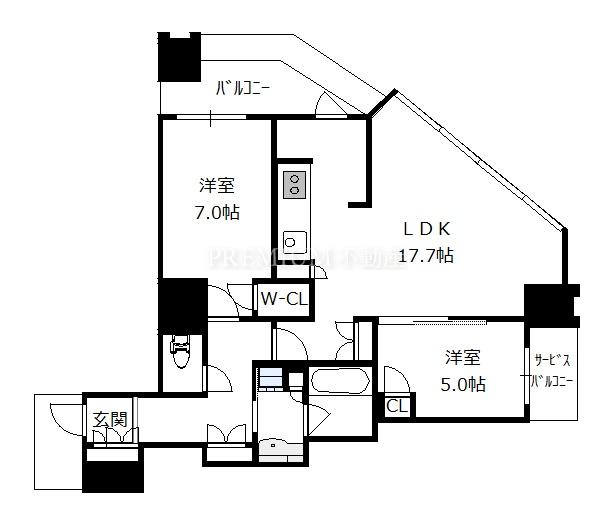 THE FINE TOWER WEST COAST 3階 2LDKの間取り図
