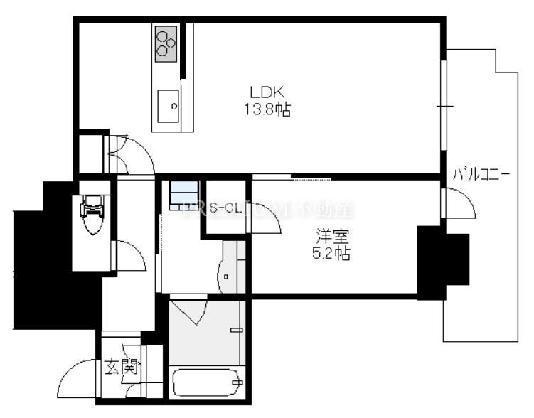 シエリアタワー大阪堀江 8階 1LDKの間取り図