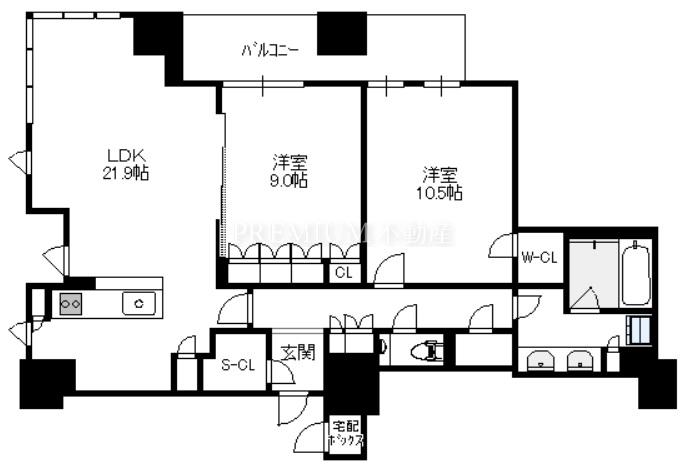 ザ・パークハウス 大阪梅田タワー 33階 2LDKの間取り図