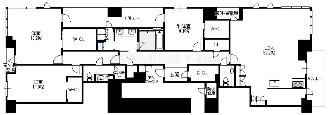 ザ・パークハウス 大阪梅田タワー 34階 3LDKの間取り図