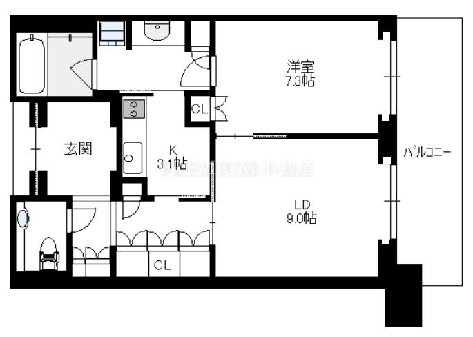 グラングリーン大阪 THE NORTH RESIDENCE 11階 1LDKの間取り図