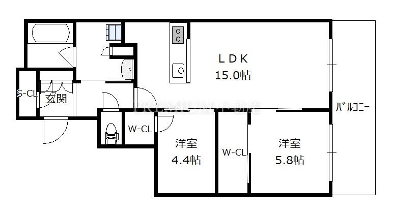 MJR堺筋本町タワー/RJR堺筋本町タワー 35階 2LDKの間取り図
