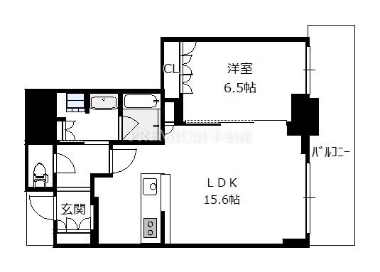 グランドメゾン新梅田タワー THE CLUB RESIDENCE 14階 1LDKの間取り図