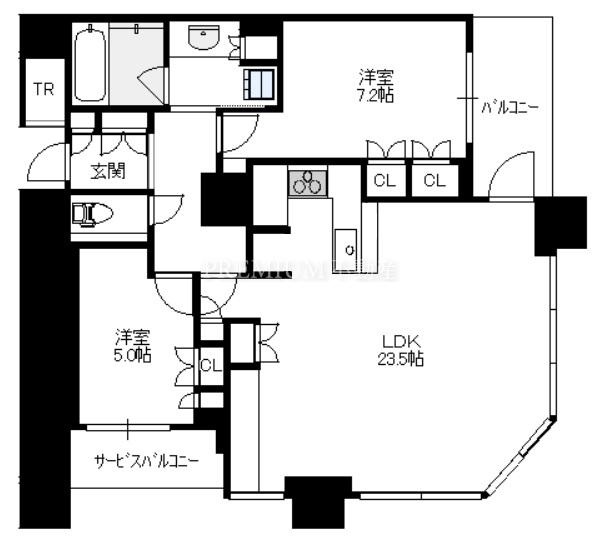The Kitahama 14階 3LDKの間取り図