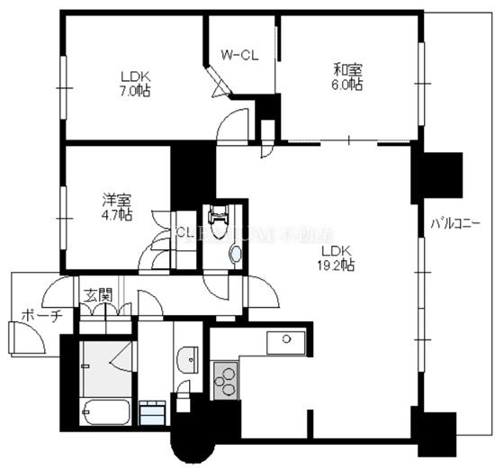 コムズシティ野江D棟 27階 3LDKの間取り図