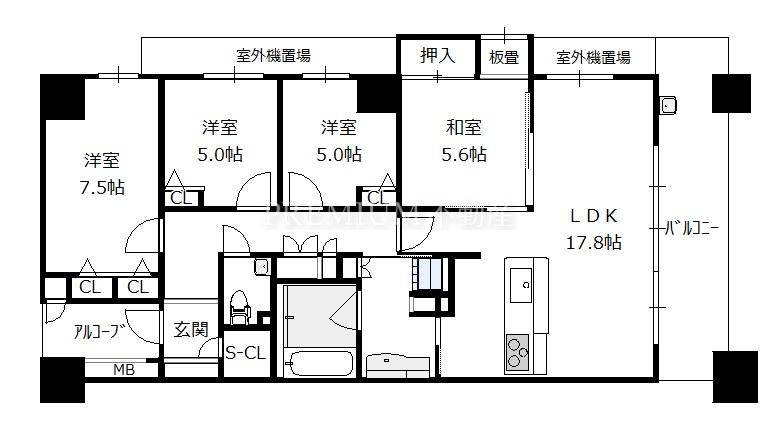 シーサイドレジデンス コスモスクエア駅前 12階 4LDKの間取り図