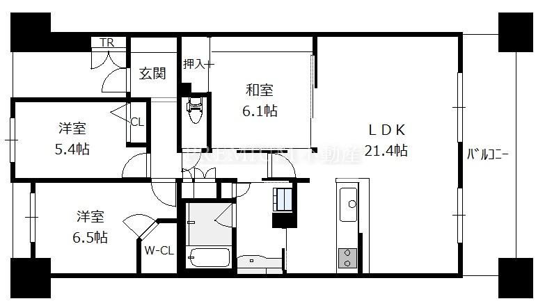 シーサイドレジデンス コスモスクエア駅前 6階 3LDKの間取り図