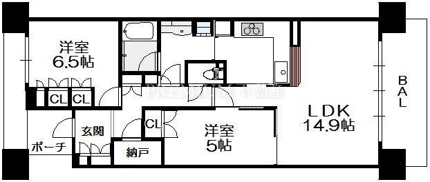 ジオ新町 12階 2SLDKの間取り図
